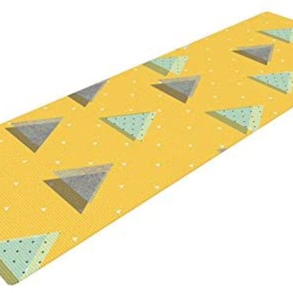 Yellow Geometric Triangles Yoga Mat 72"
